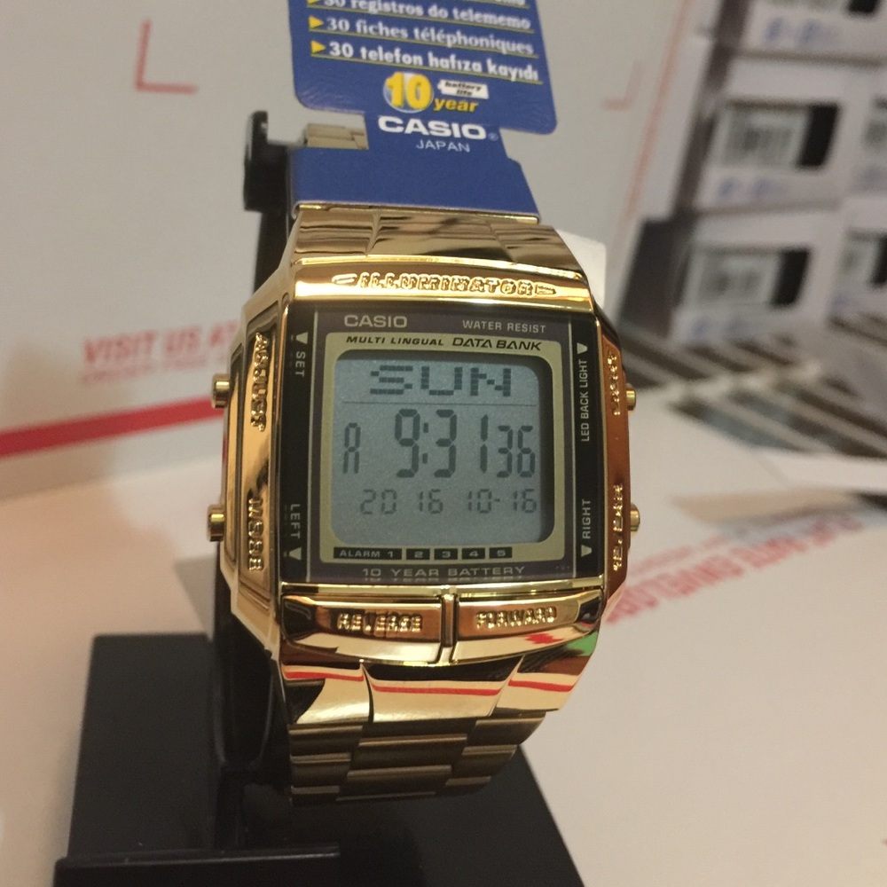 Casio digital telememo gold tone unisex new watch